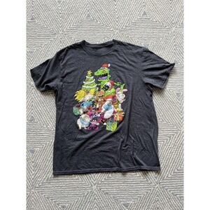 Nickelodeon NickToons Christmas Holiday T-Shirt -‎ Grey - Large